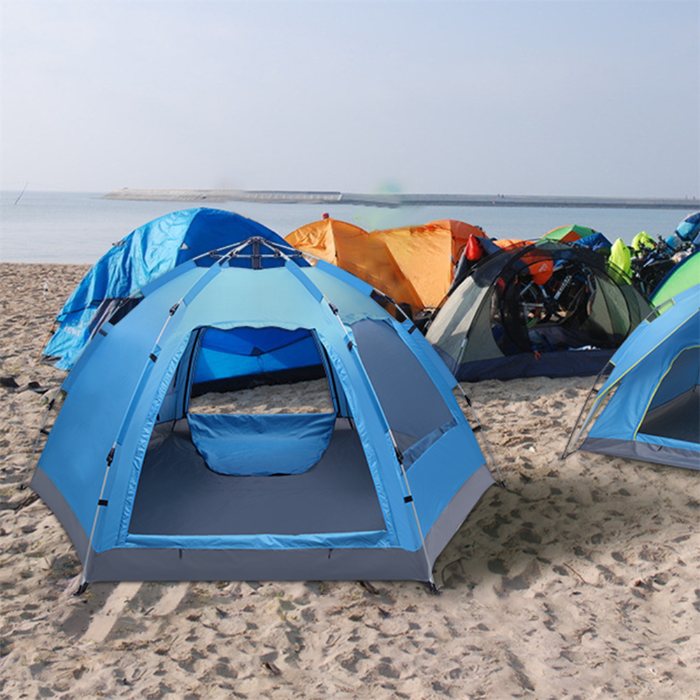 Cheap Goat Tents Camping Tent Waterproof Six sided Single layer Double door Double window Hydraulic Tent For Outdoor Hiking Travel   